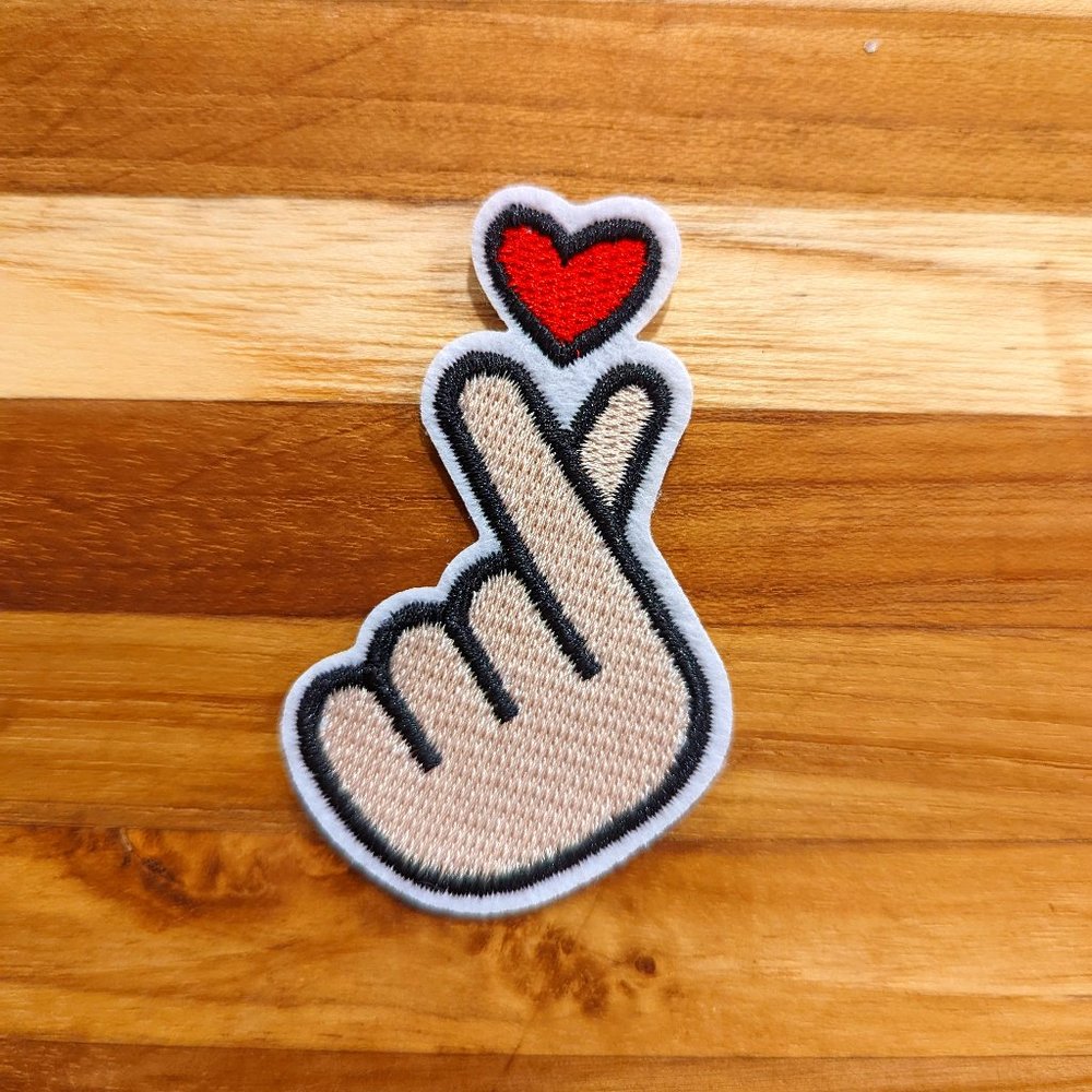 Heart & Gesture Embroidered Iron-on Patch